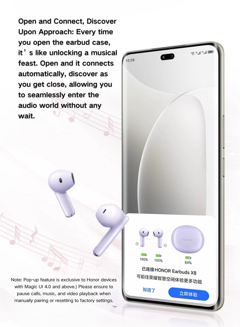 Honor - Earbuds X8 - 40 Hours Battery Life, Fast Charge, 10mm Drivers, AI Noise Reduction, IP54, Bluetooth 5.3 - Ultimate Wireless Earphones Experience Yellow - Image 1