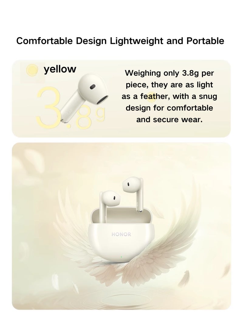 Honor - Earbuds X8 - 40 Hours Battery Life, Fast Charge, 10mm Drivers, AI Noise Reduction, IP54, Bluetooth 5.3 - Ultimate Wireless Earphones Experience Yellow - Image 1