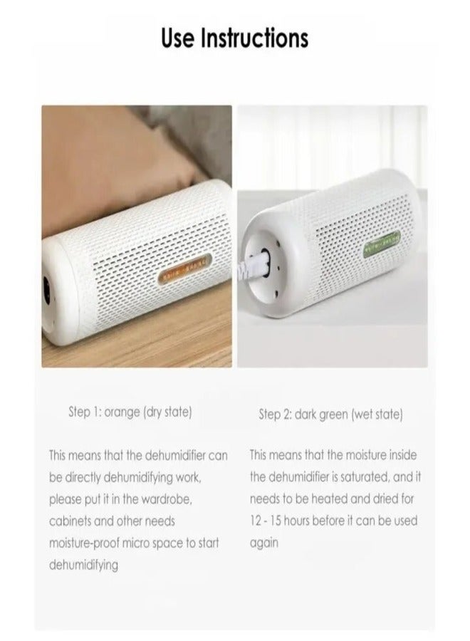 Deerma - Electric Dehumidifier 20W Power, Compact and Portable Design, Rechargeable, Environmentally Friendly, 3 Peaces PTC Drying Technology, Visible Drying Indicator and Quiet Operation - DEM-CS50MW White - Image 1