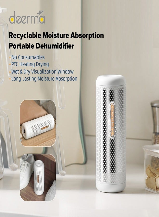 Deerma - Electric Dehumidifier 20W Power, Compact and Portable Design, Rechargeable, Environmentally Friendly, 3 Peaces PTC Drying Technology, Visible Drying Indicator and Quiet Operation - DEM-CS50MW White - Image 1