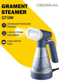 ديرما Handheld Garment Steamer, Power of Fast Heating, Water Tank, Lightweight and Compact Design, Five Hole Steam Outlet, Steam Iron for Clothes, Multifunctional 120 ml 600 W GT10W Blue  - Image 1