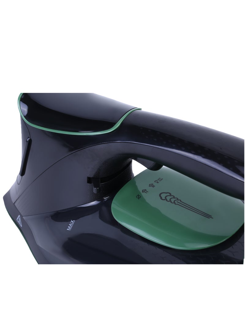 SONASHI - Steam Iron with Ceramic Coated Soleplate | LED Display with Touch Control | Steam/Burst Steam/Spray/Dry Iron with Self-Clean Function | Anti-Drip/Anti-Calc/Auto Shut-Off with Water Tank 350 ml 3000 W SI-5088C Black/Green - Image 1