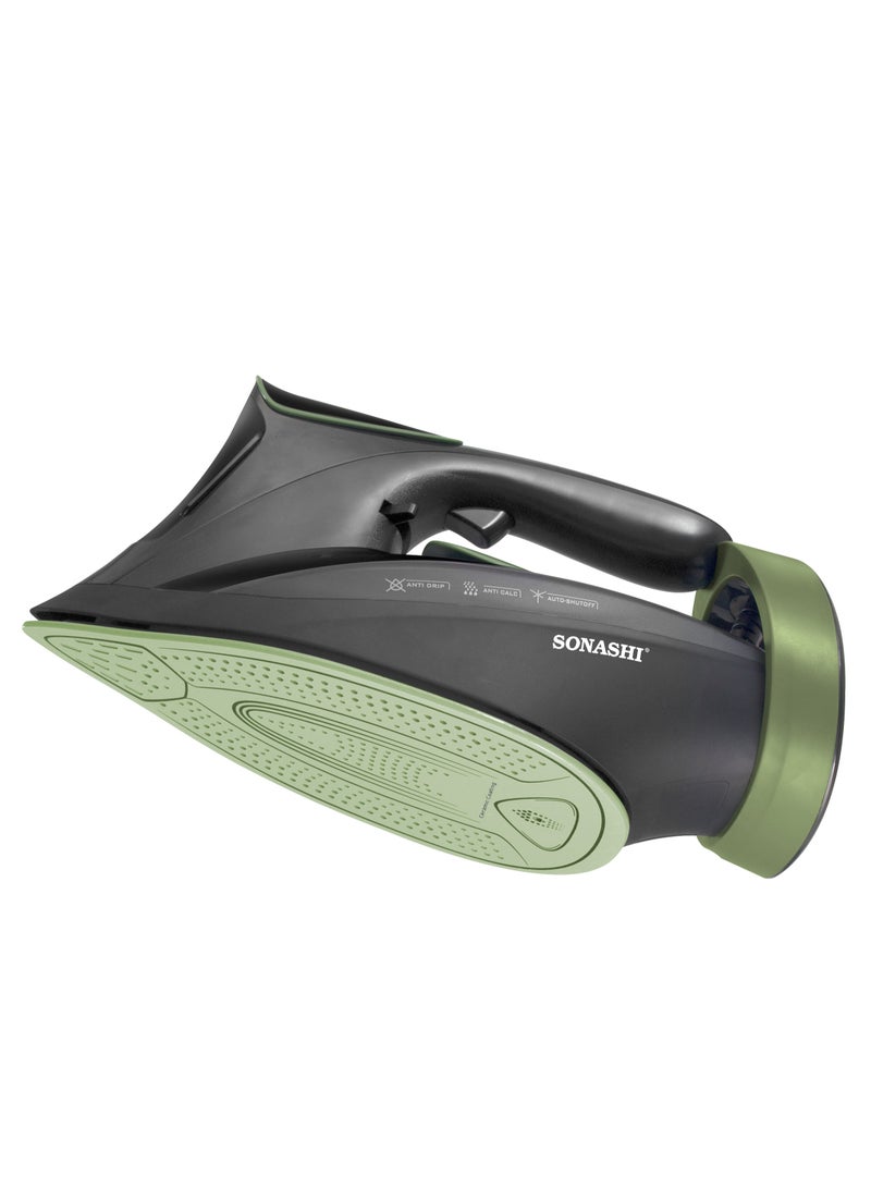 SONASHI - Steam Iron with Ceramic Coated Soleplate | LED Display with Touch Control | Steam/Burst Steam/Spray/Dry Iron with Self-Clean Function | Anti-Drip/Anti-Calc/Auto Shut-Off with Water Tank 350 ml 3000 W SI-5088C Black/Green - Image 1