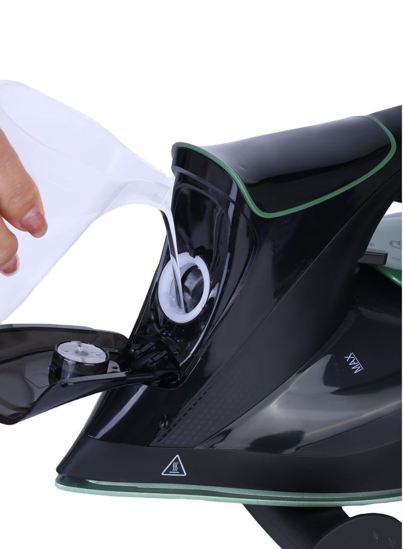 SONASHI - Steam Iron with Ceramic Coated Soleplate | LED Display with Touch Control | Steam/Burst Steam/Spray/Dry Iron with Self-Clean Function | Anti-Drip/Anti-Calc/Auto Shut-Off with Water Tank 350 ml 3000 W SI-5088C Black/Green - Image 1