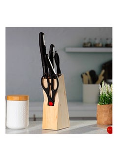 Royalford 8 Piece Kitchen Tool Set With Wooden Stand Black  - Image 3
