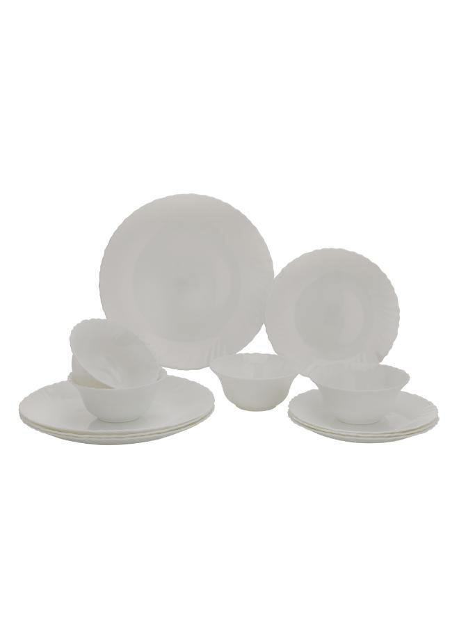 رويال فورد - 12-Piece Opal Wear Dinner Set Beautiful Elegant Design Dishwasher Safe/Freezer Safe White - Image 1