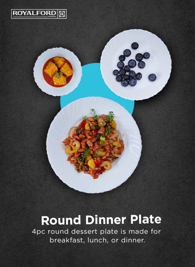 Royalford 12-Piece Opal Wear Dinner Set Beautiful Elegant Design Dishwasher Safe/Freezer Safe White - Image 2