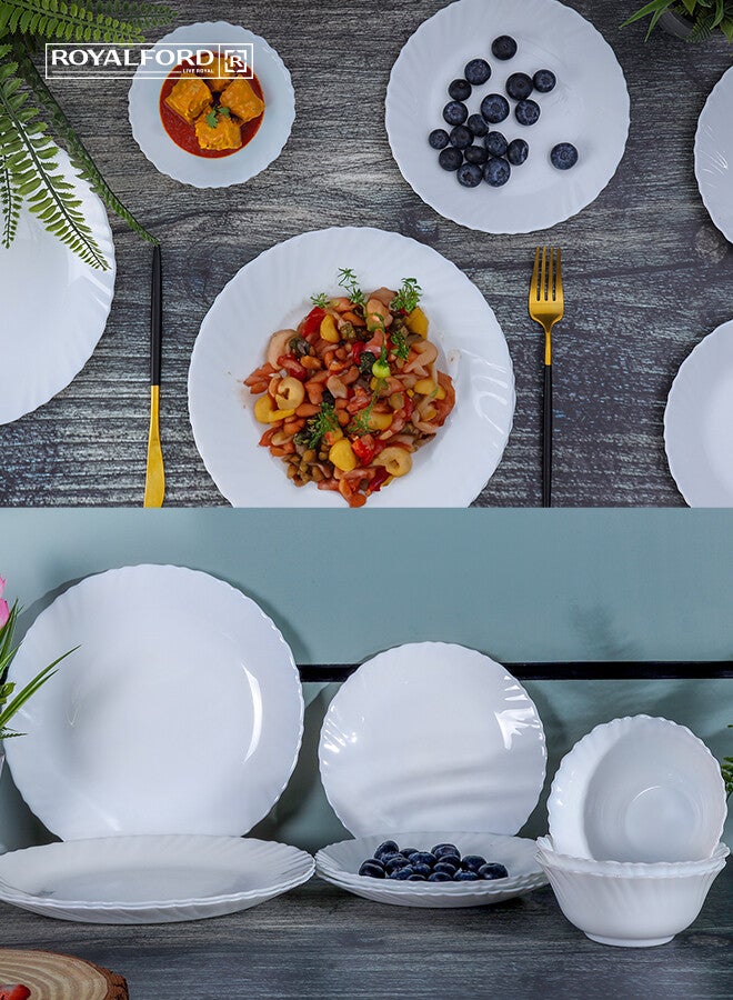 Royalford 12-Piece Opal Wear Dinner Set Beautiful Elegant Design Dishwasher Safe/Freezer Safe White - Image 5