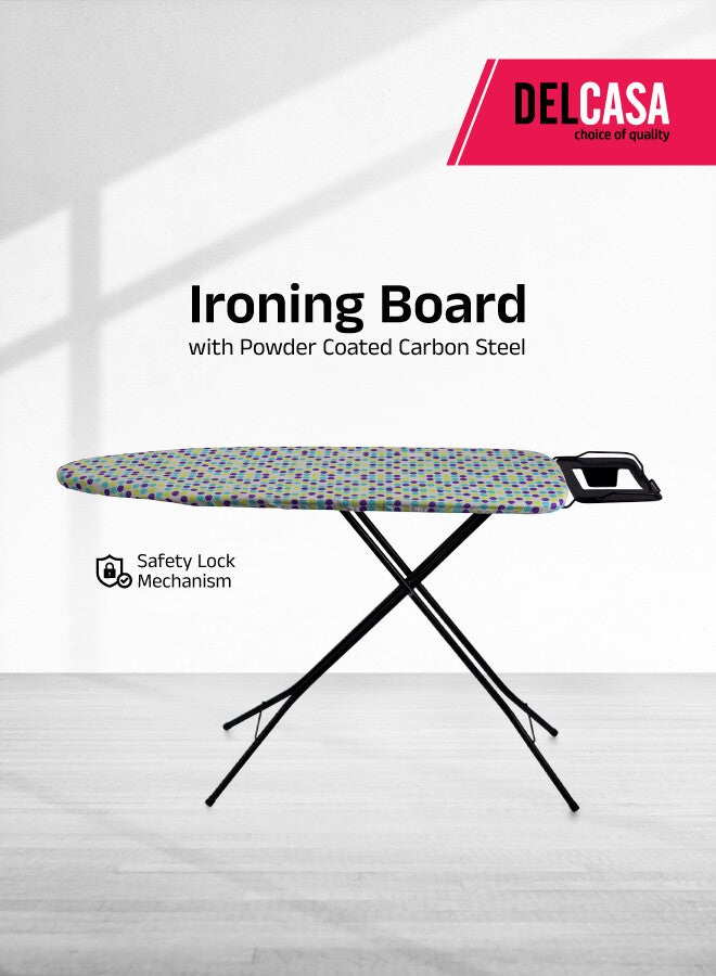 Royalford Ironing Board DC2801 Iron Table with Powder Coated Carbon Steel Cotton Cover with MM Foam Pad white - Image 1