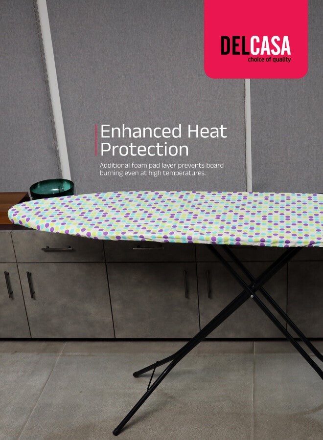 Royalford Ironing Board DC2801 Iron Table with Powder Coated Carbon Steel Cotton Cover with MM Foam Pad white - Image 4