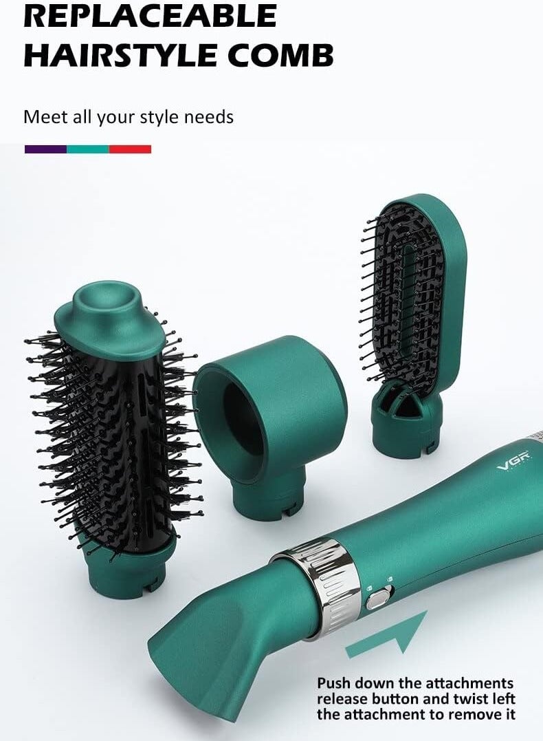 في جي آر Thermal brush - hairdryer professional hair dryer with hot air, 4 in 1, with ceramic coating and overheat protection technology high power 1000 watts V 493 - Image 3