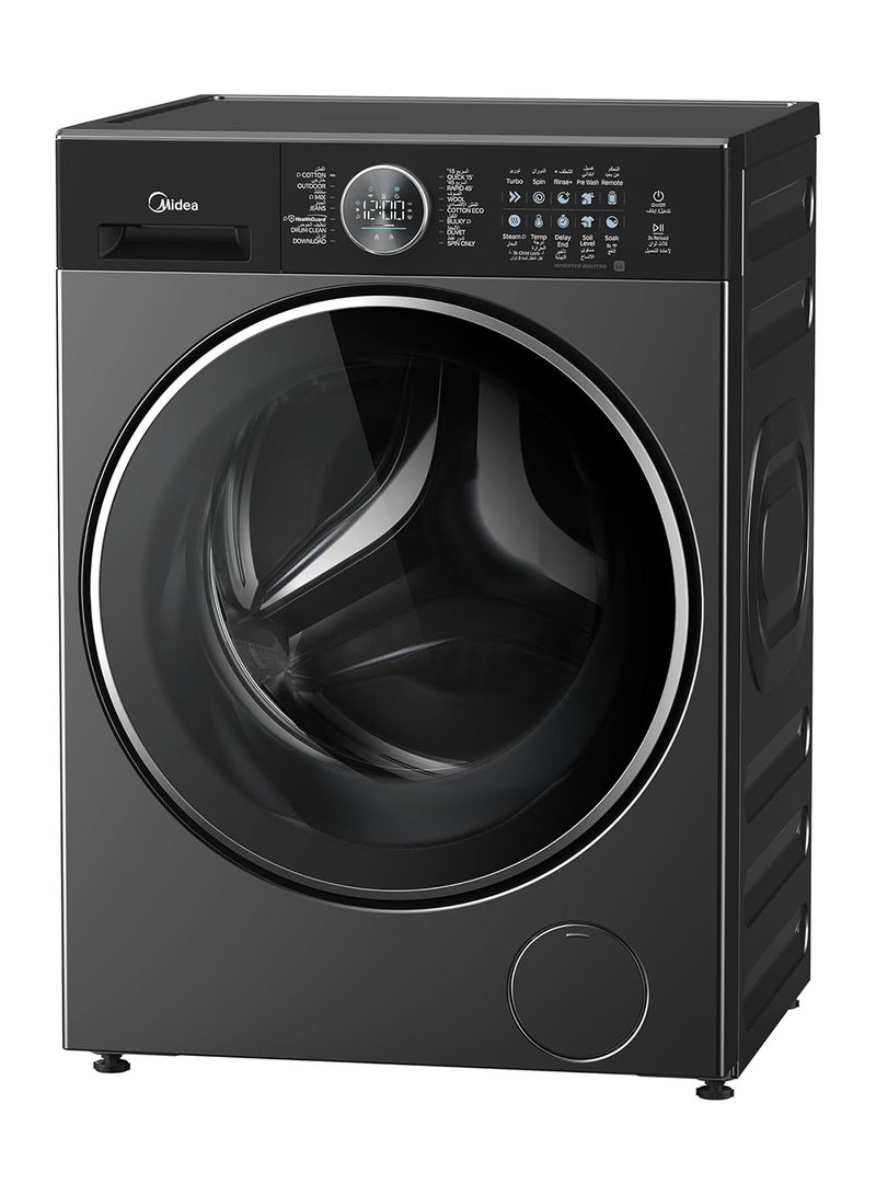 Midea - 10KG Front Load, Flat Elegant Design, Washing Machine with Lunar Dial, 1400 RPM, Smart, 14 Programs, Fully Automatic Washer, Digital LED Display, BLDC Inverter, Wi-Fi Connectivity 10 kg MF210W100WB/T-GCC Titanium - Image 1