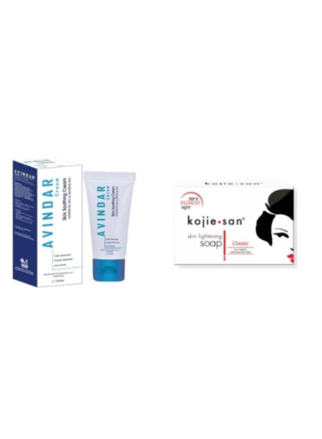 kojie.san - Skin lightening soap 135g  + Avindar highly concentrated moisturizing cream to prevent and maintain dry skin 100 ml 245grams - Image 1