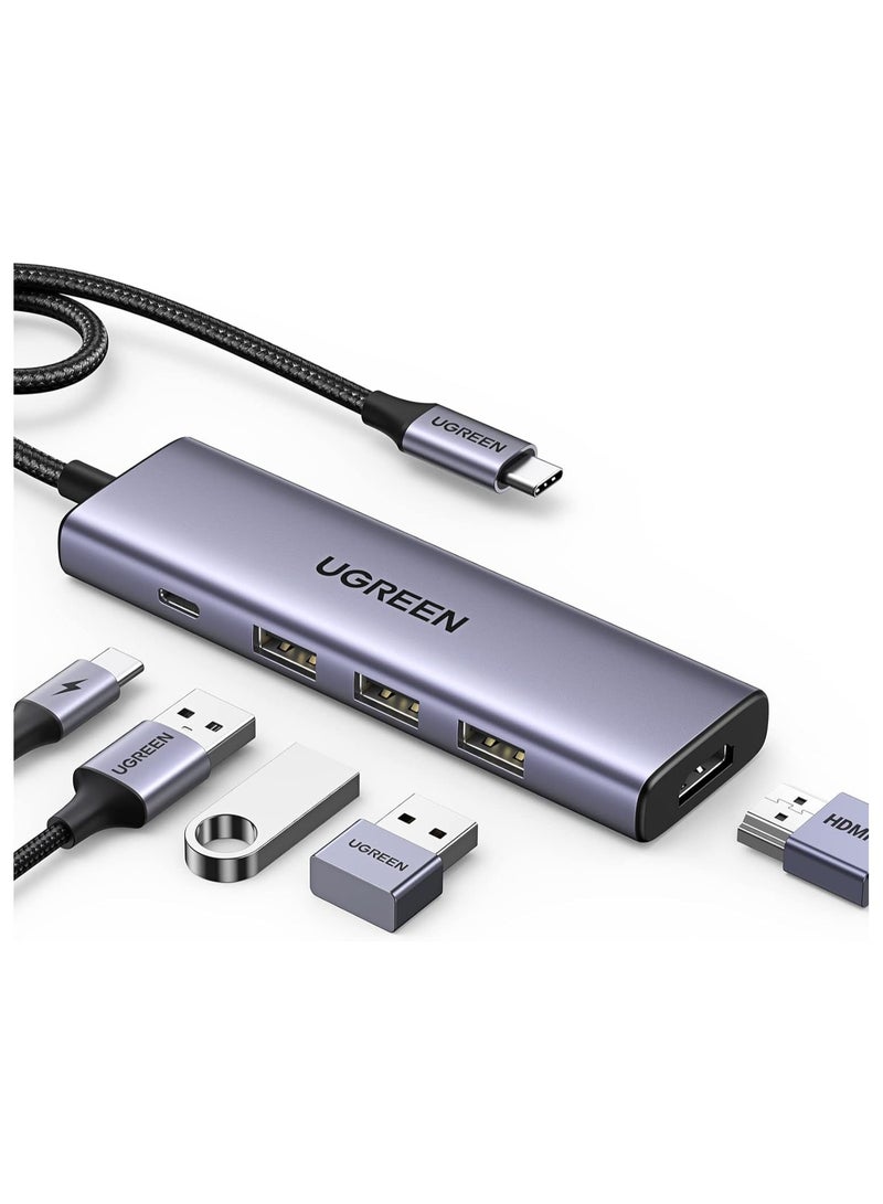 Ugreen - Ugreen UGREEN 4K HDMI USB C Hub with PD Charging Powered USB C to USB Adapter 5 in 1 Compatible with MacBook Pro Air M2 M1 Chromebook Surface XPS iPad Pro Air Galaxy S23 S22 Ultra Silver - Image 1