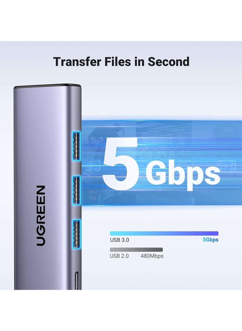 Ugreen - Ugreen UGREEN 4K HDMI USB C Hub with PD Charging Powered USB C to USB Adapter 5 in 1 Compatible with MacBook Pro Air M2 M1 Chromebook Surface XPS iPad Pro Air Galaxy S23 S22 Ultra Silver - Image 1