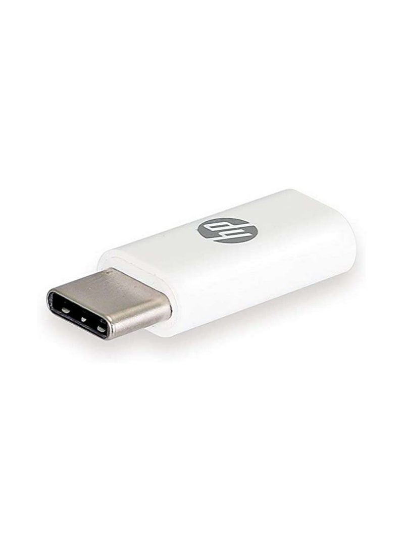 إتش بي - adapter Micro USB TO TYPE-C HP036GBWHT0TW Black - Image 1
