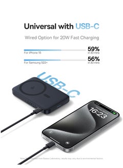 Baseus 5000 mAh Qi2 Wireless Power Bank, 20W Ultra-Slim Fast MagSafe Battery Pack with USB C Cable, 15W Magnetic Wireless Charger for iPhone 16/15/14/13/12 Series, Portable Charger with 360° Rotatable Ring Stand, High-Speed Charging Power Bank for iPhone and MagSafe Devices Black  - Image 4