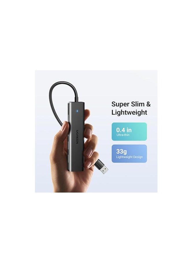 USB 3.0 Hub, 4 Ports USB A Splitter Ultra-Slim USB Expander for Mouse, Keyboard, Flash Drive, U Disk, Printer Compatible with Laptop, Desktop PC, Xbox, PS5, and More Black