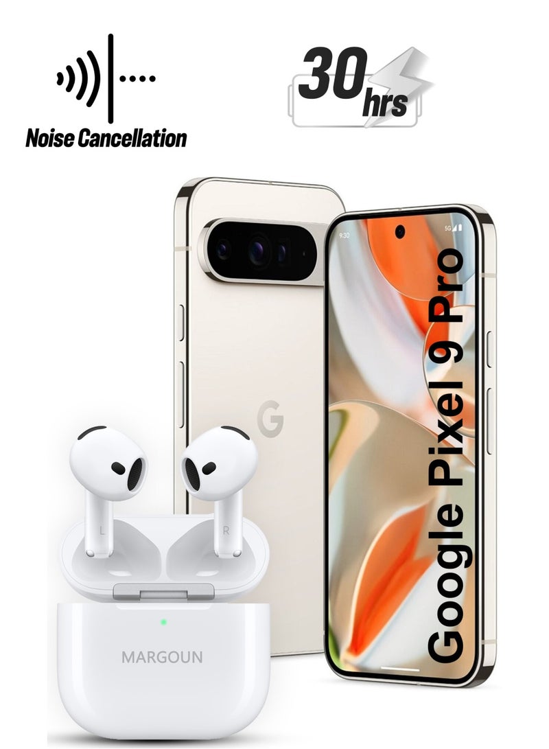 MARGOUN - Premium Wireless Earbuds with ANC and 30-Hour Battery Life for Google Pixel 9 Pro - White-1 - Image 1