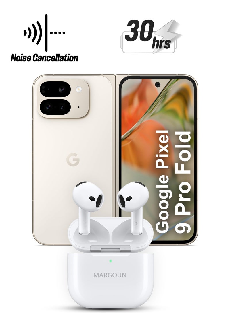 مارجون - Premium Wireless Earbuds with ANC and 30-Hour Battery Life for Google Pixel 9 Pro Fold - White-1 - Image 1