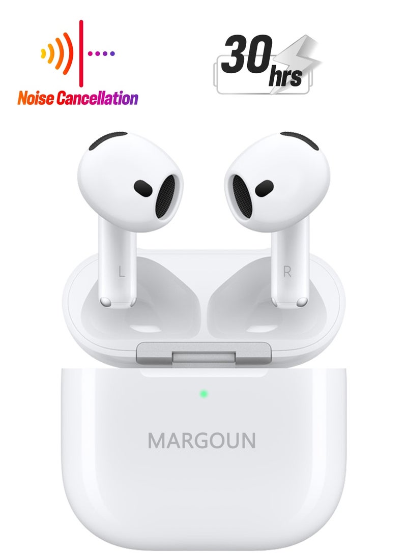MARGOUN Premium Wireless Earbuds with ANC and 30-Hour Battery Life - White - Image 1