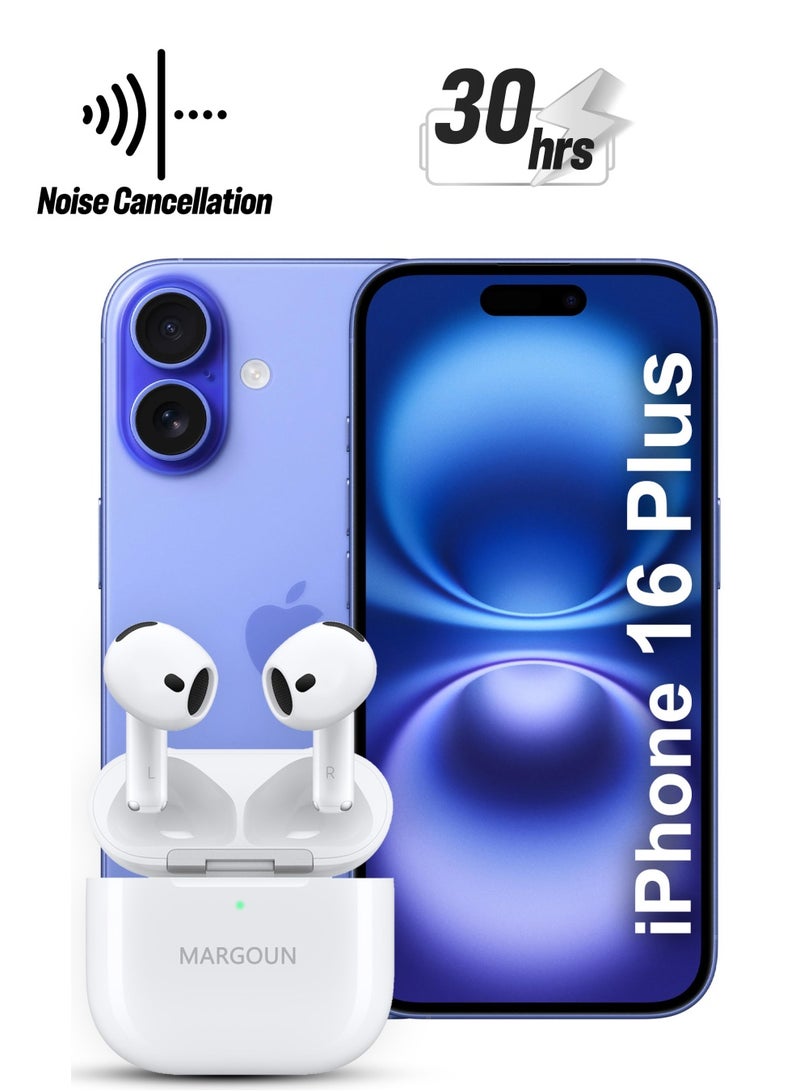 MARGOUN - Premium Wireless Earbuds with ANC and 30-Hour Battery Life for Apple iPhone 16 Plus - White-1 - Image 1