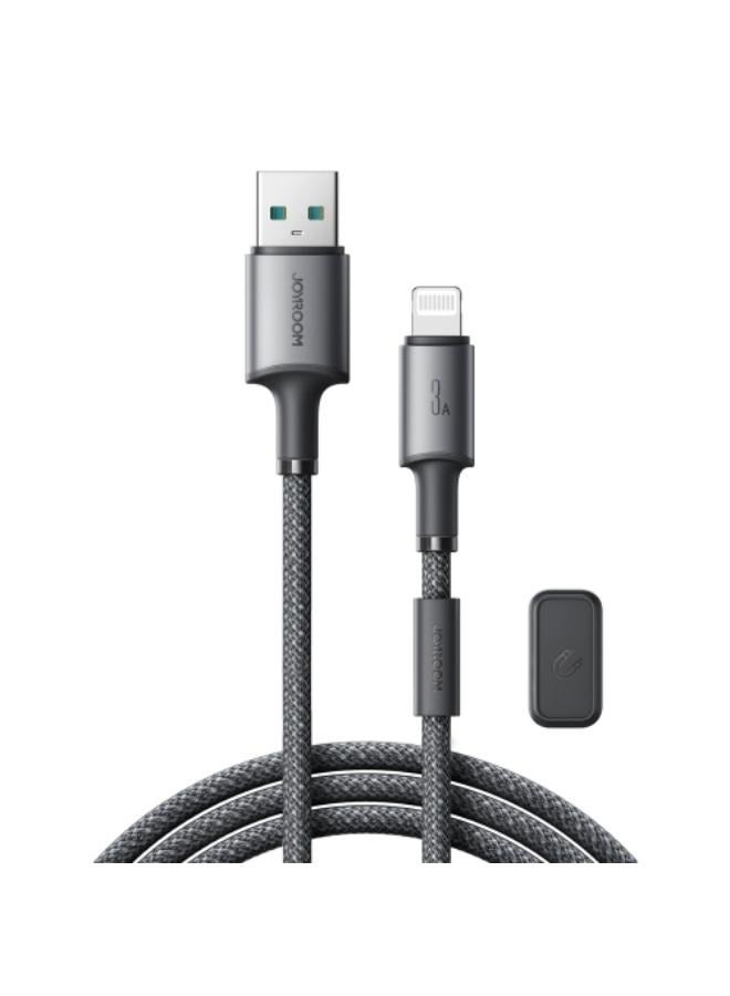JOYROOM S-A50 3A 480Mbps Fast Charging Cable, USB-A to 8 Pin Cable, Length: 1.2m (Dark Grey) Grey - Image 1