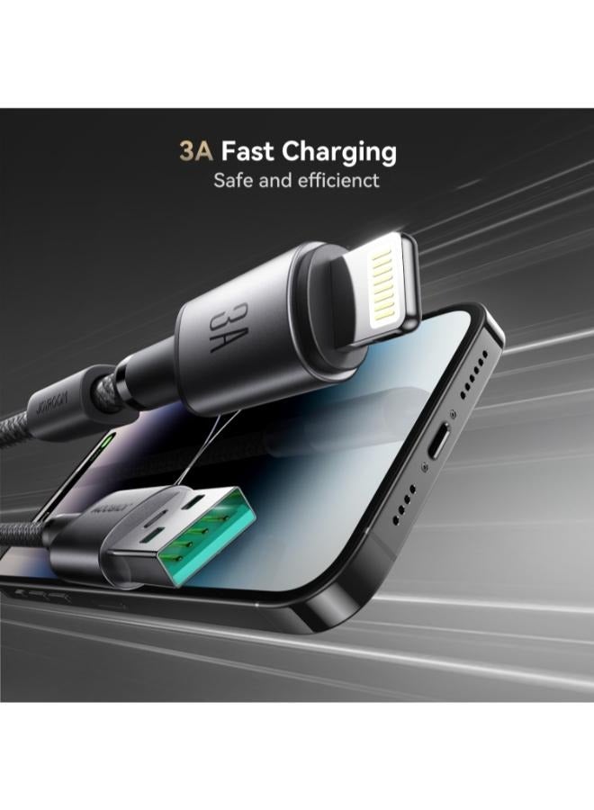 JOYROOM S-A50 3A 480Mbps Fast Charging Cable, USB-A to 8 Pin Cable, Length: 1.2m (Dark Grey) Grey - Image 2