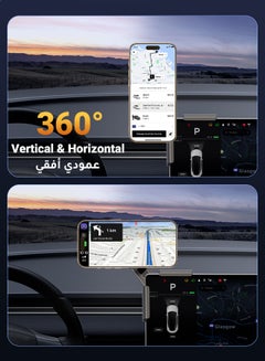 يو جرين حامل هاتف سيارة تيسلا ماجسيف لهاتف iPhone 16 Pro Max، ملحقات تيسلا Model 3 2024، ملحقات تيسلا Model Y، يدور 360 درجة، مناسب للشاشة، مغناطيسي، حامل سيارة Magsafe، جميع الهواتف، 14/15، إلخ أسود  - Image 5