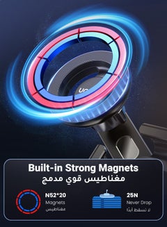 يو جرين حامل هاتف سيارة تيسلا ماجسيف لهاتف iPhone 16 Pro Max، ملحقات تيسلا Model 3 2024، ملحقات تيسلا Model Y، يدور 360 درجة، مناسب للشاشة، مغناطيسي، حامل سيارة Magsafe، جميع الهواتف، 14/15، إلخ أسود  - Image 2