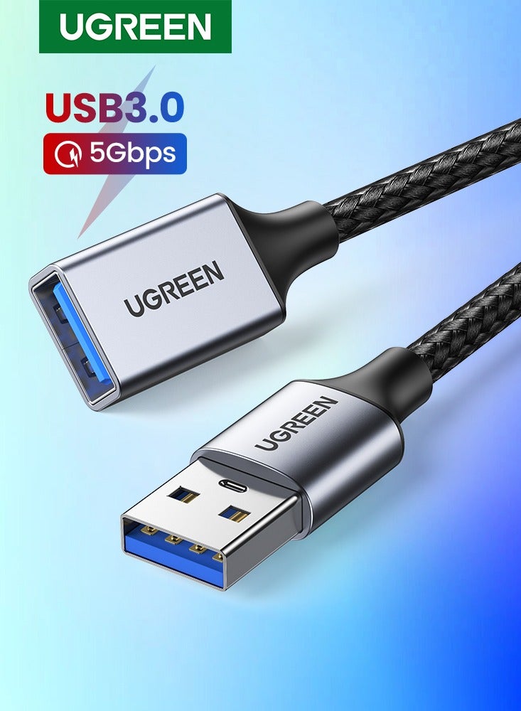 Ugreen USB Extension Cable(1M) USB A Male to Female Extension Cord USB 3.0 Extender 5Gbps Data Transfer Compatible with Webcam, Phone, USB hub, Mouse, Keyboard, Hard Drive, Headset, Flash Drive Space Gray Black  - Image 1