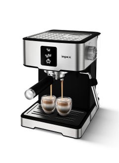 Impex Espresso Coffee Maker,20 Bar Coffee Machine 1.7 Litter,3 Preset Program,15sec Quick Heating, Auto Shut-Off, Espresso, Cappuccino, Latte Maker, 1.7 L 1400 W IECM 2002 Black/Silver  - Image 1