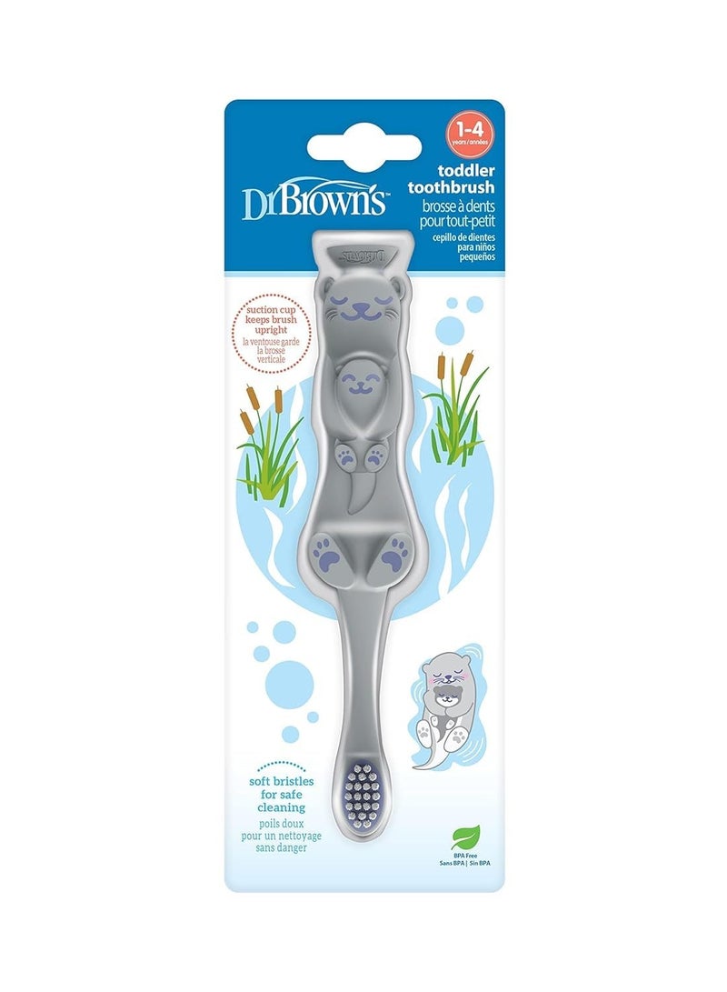 Dr. Brown’s Otter Toddler Toothbrush, Soft Bristles with Suction Cup for Storage, BPA Free, Ages 1-4, 1-Pack  - Image 1