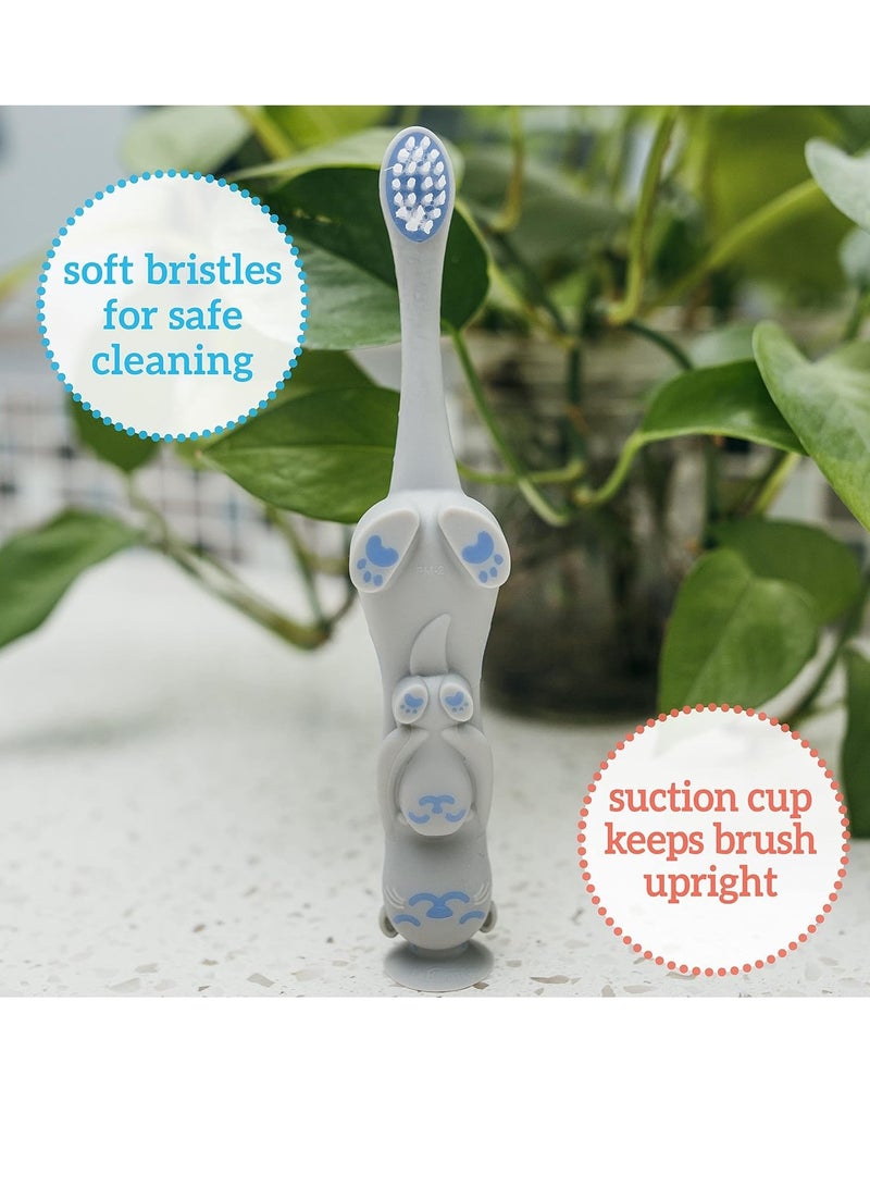 Dr. Brown’s Otter Toddler Toothbrush, Soft Bristles with Suction Cup for Storage, BPA Free, Ages 1-4, 1-Pack  - Image 2