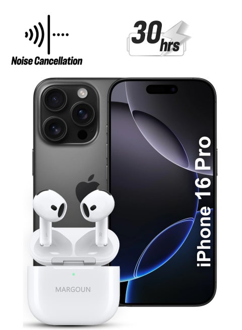 Premium Wireless Earbuds with ANC and 30-Hour Battery Life for Apple iPhone 16 Pro - White-1
