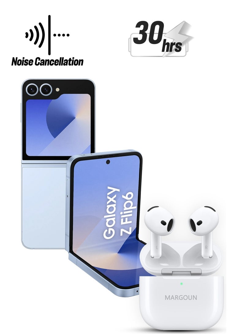 MARGOUN Premium Wireless Earbuds with ANC and 30-Hour Battery Life for Samsung Galaxy Z Flip 6 - White-1 - Image 1