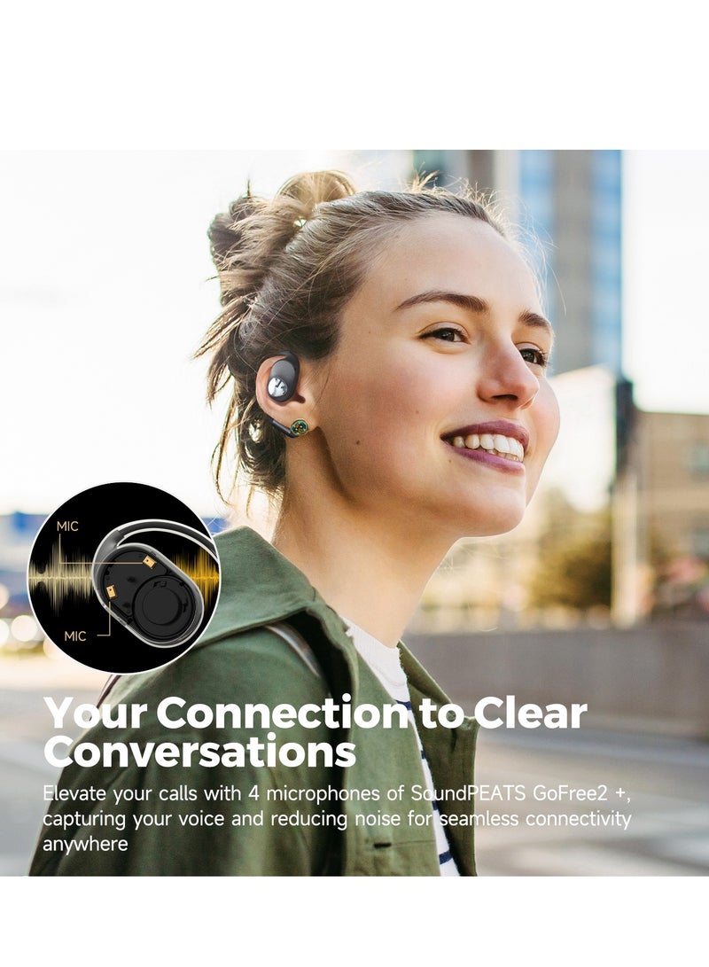 Soundpeats Gofree2+ Open Bluetooth Headphones LED Range 30H, V5.3 Sound Clear Link Stable Wear Comfortable Music Working Call Sport Black
