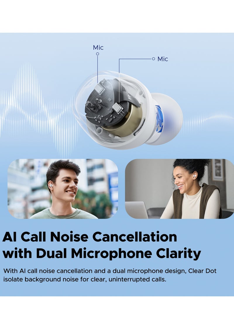 SoundPEATS Clear Wireless Earbuds, In-ear Earphones Bluetooth 5.3,  Dual Mic Call Noise Cancellation white  - Image 4