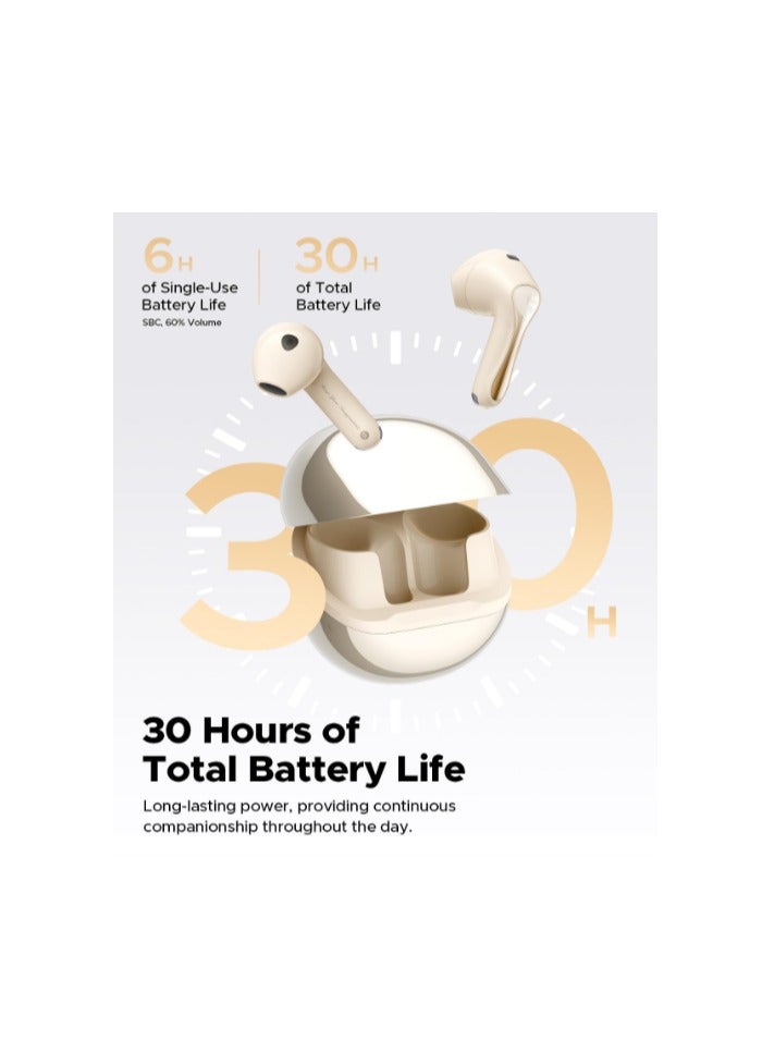 ساوند بيتس - SoundPEATS Air5 Wireless Headphones with Adaptive Ambient Noise Reduction, Bluetooth 5.4 Headset with 6 Mic, 13 mm Driver, AI Call Noise Reduction and CVC V8.0, 30 Hours beige - Image 1