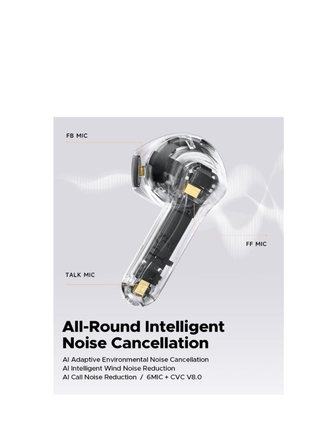 ساوند بيتس - SoundPEATS Air5 Wireless Headphones with Adaptive Ambient Noise Reduction, Bluetooth 5.4 Headset with 6 Mic, 13 mm Driver, AI Call Noise Reduction and CVC V8.0, 30 Hours beige - Image 1