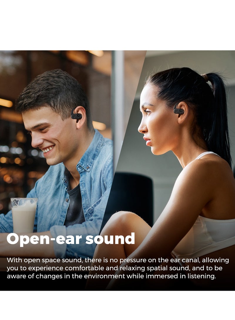 SoundPEATS Bluetooth Breezy Open Headset Adjustable Hook 5.4 Microphone Wireless Ipx4 Waterproof Sports 40 Hour Play Support Apps Sports Music Calls Works Black black  - Image 4