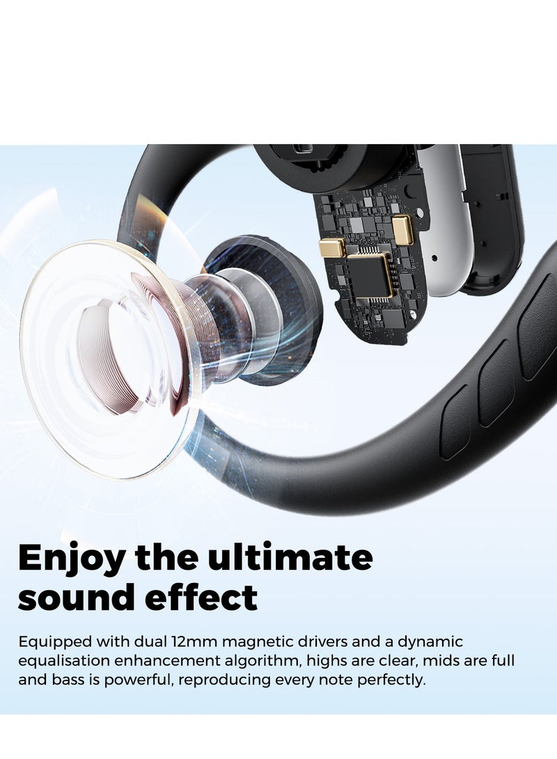 SoundPEATS Bluetooth Breezy Open Headset Adjustable Hook 5.4 Microphone Wireless Ipx4 Waterproof Sports 40 Hour Play Support Apps Sports Music Calls Works Black black  - Image 5