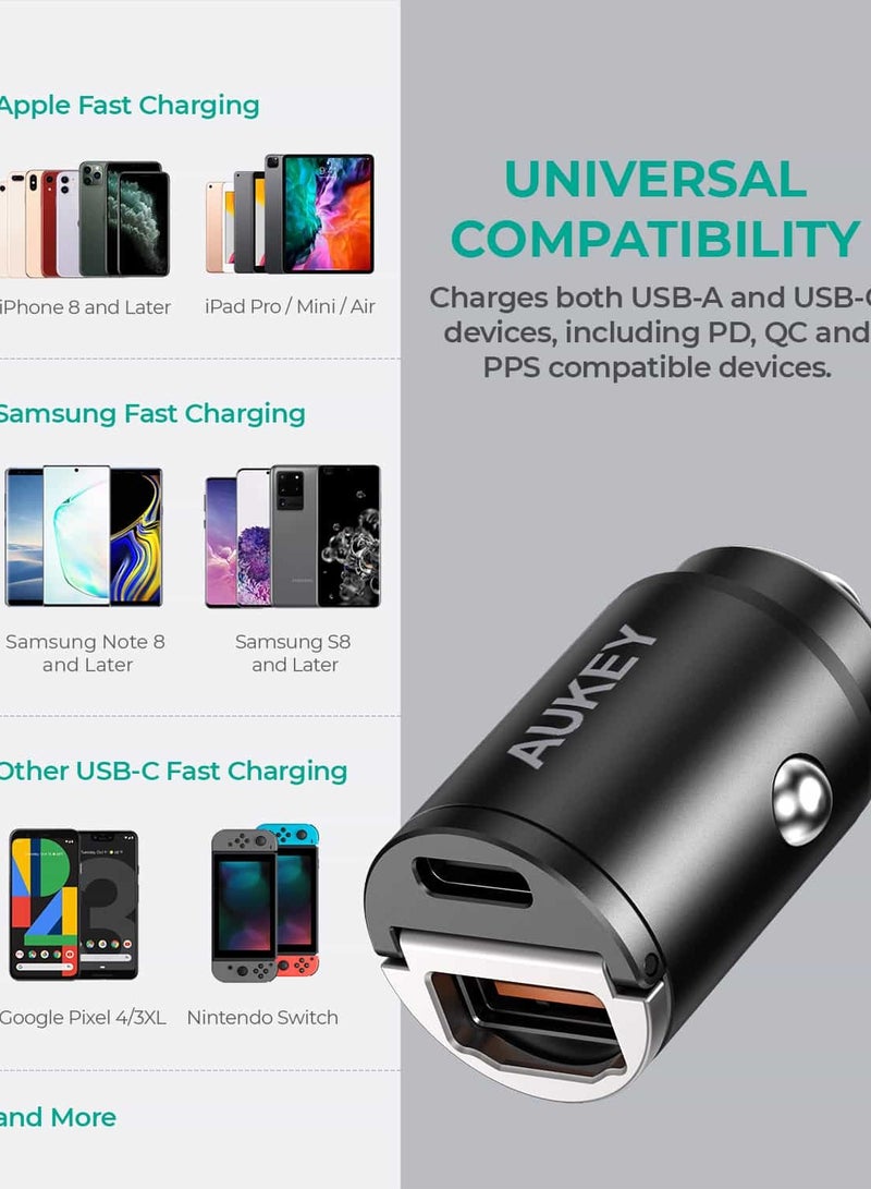 أوكي شاحن سيارة معدني مزدوج المنفذ سريع الشحن CC-A3 30W PD مع PPS و QC 3.0 - Image 3