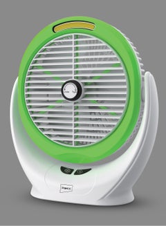 Impex 6 Inch Rechargeable Fan with 5W COB Light, 3.7V 2400mAh Li-ion Battery, Manual Rotary Function, Strong Wind Force, Type C Charging Port, 3 Stage Speed Control - Breeze D6 Green  - Image 1