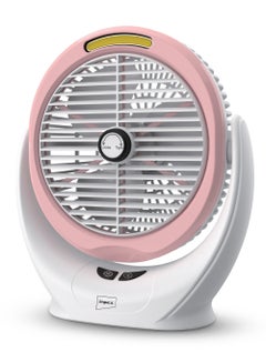 Impex 6 Inch Rechargeable Fan with 5W COB Light, 3.7V 2400mAh Li-ion Battery, Manual Rotary Function, Strong Wind Force, Type C Charging Port, 3 Stage Speed Control Breeze D6 Pink  - Image 1