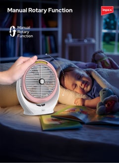 Impex 6 Inch Rechargeable Fan with 5W COB Light, 3.7V 2400mAh Li-ion Battery, Manual Rotary Function, Strong Wind Force, Type C Charging Port, 3 Stage Speed Control Breeze D6 Pink  - Image 3