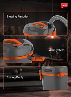 Impex Turkish Vacuum Cleaner 21L Dust Bag Capacity, SMS Filter & Cloth Dust Bag, Dust Indicator, Dry And Air Blow Function And Low Noise Operation, 21 L 2200 W VC 4721T Grey/Orange  - Image 5