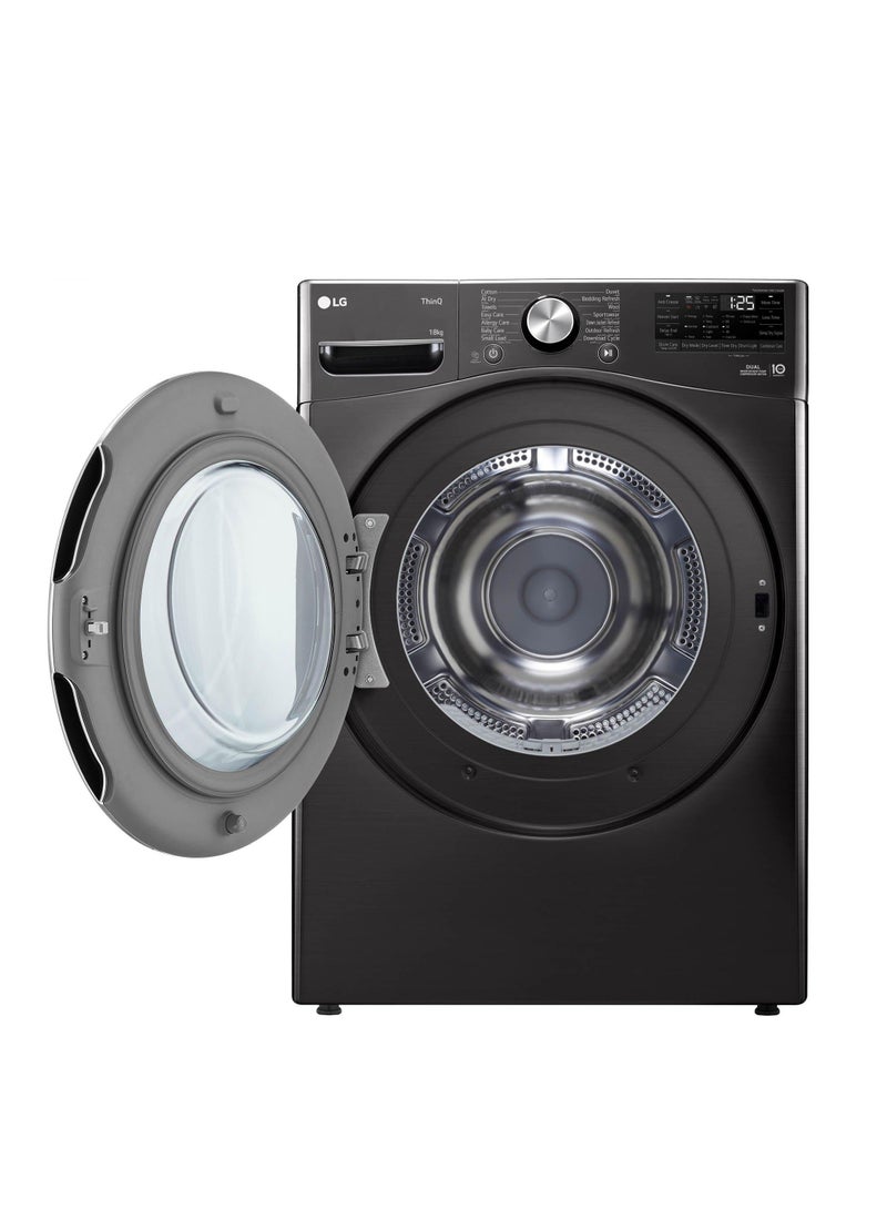 LG 18Kg DUAL Inverter Dryer CondensingThinQ WiFi Sensor Dry Black Steel Color 330 kW RH18U8JVCW Black Steel  - Image 2