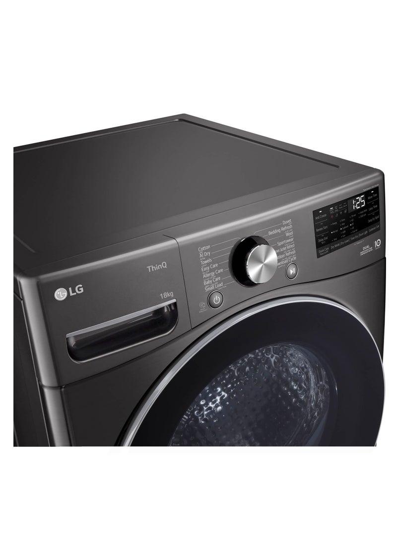 LG 18Kg DUAL Inverter Dryer CondensingThinQ WiFi Sensor Dry Black Steel Color 330 kW RH18U8JVCW Black Steel  - Image 4