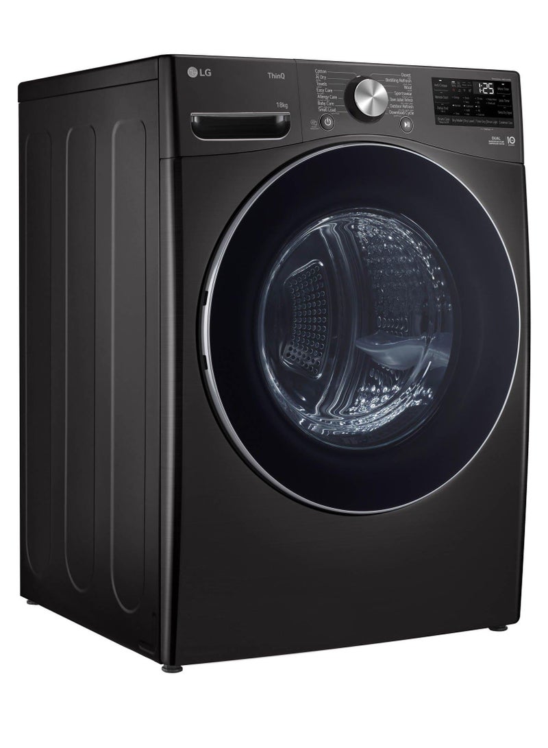 LG 18Kg DUAL Inverter Dryer CondensingThinQ WiFi Sensor Dry Black Steel Color 330 kW RH18U8JVCW Black Steel  - Image 3